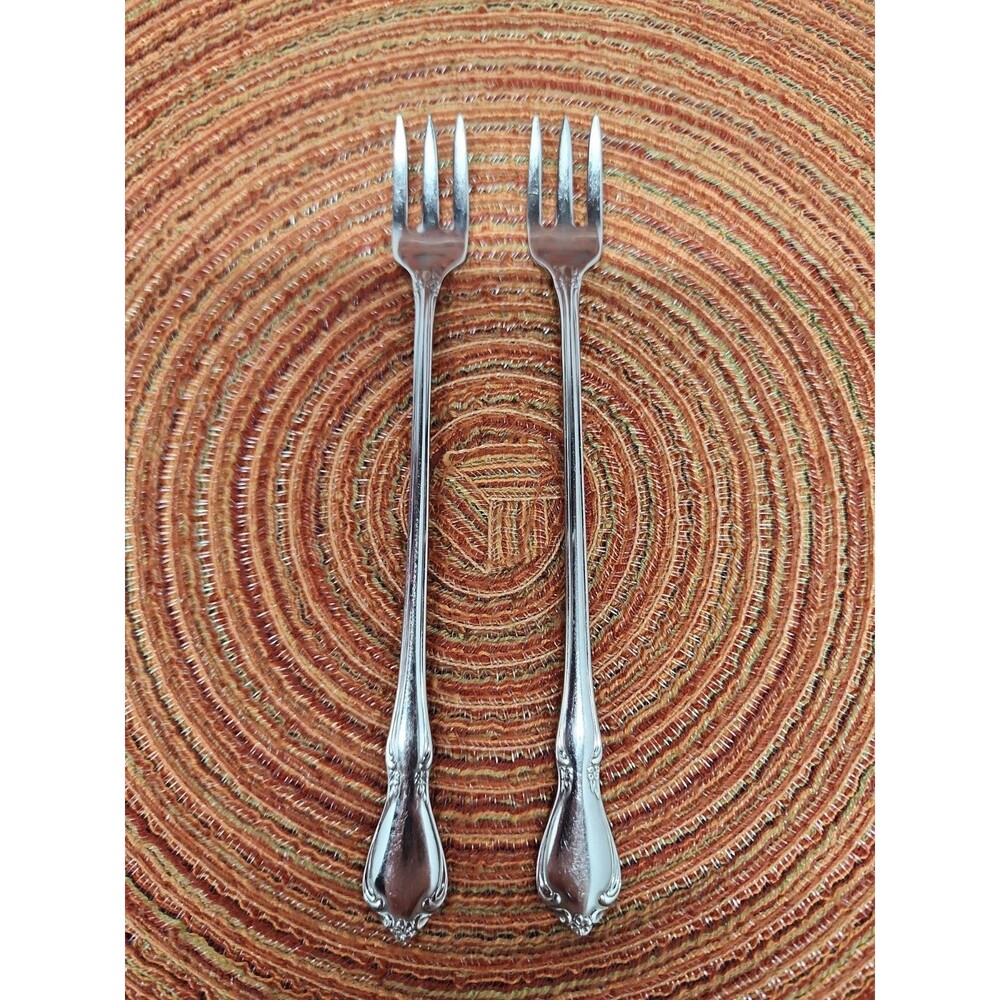 Vintage Oniedacraft Deluxe "Chateau" Stainless Cocktail/Oyster Forks Set Of 2
